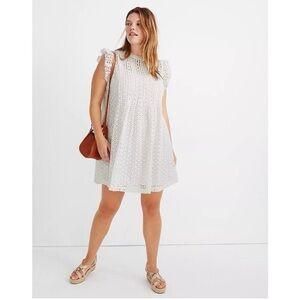 Madewell White Flutter Sleeve Eyelet Dress